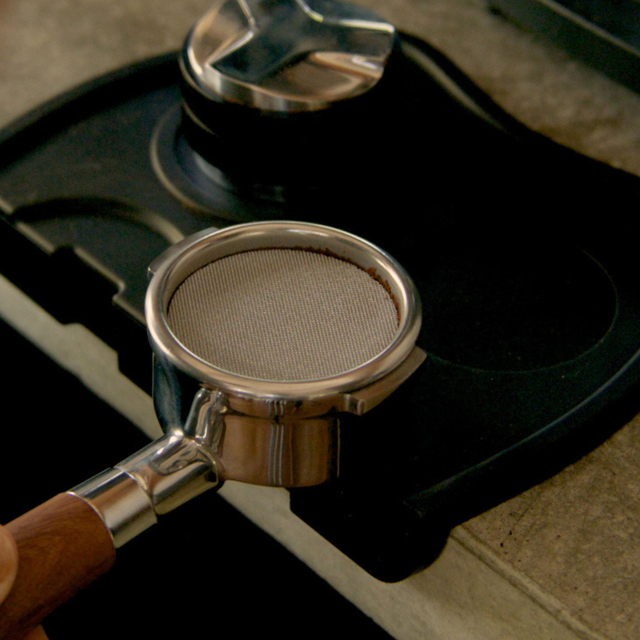 Coffee Puck Screen — lifestyle shot